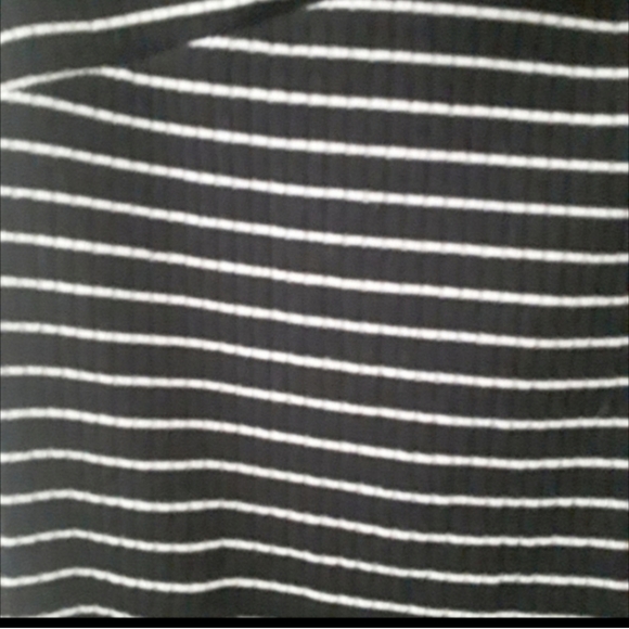 Women's Ribbed Mini Dress Size Medium Off Shoulder Black White Stripes - Picture 3 of 5